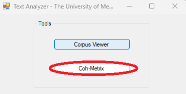 Figure 4. Main Coh-Metrix Window.