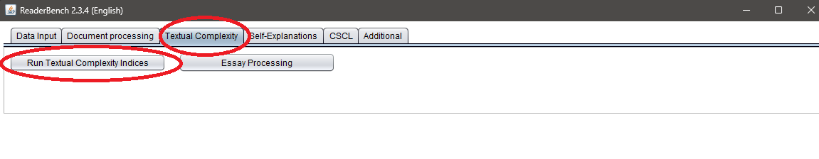 Figure 2. ReaderBench Textual Complexity Window.